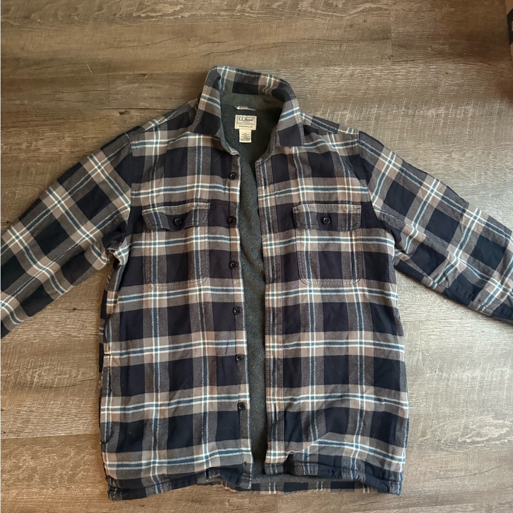 L.L. Bean Navy and Beige Plaid Men’s Jacket / Shacket